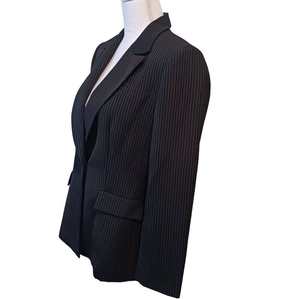 Collections for Le Suit, Black Blazer with White Pinstripes, Size 10P - Picture 3 of 12